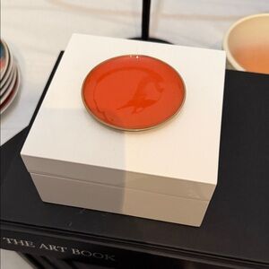 Round Orange Enamel Jewelry Box